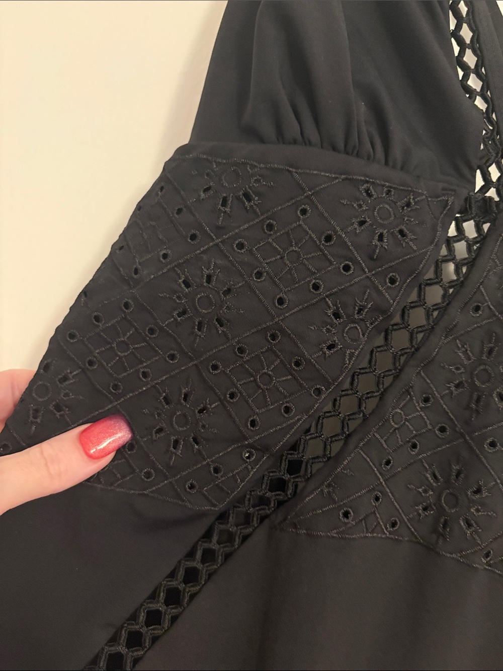 Black One-Piece Swimsuit with Lace Trim Size XXL - Picture 4 of 8